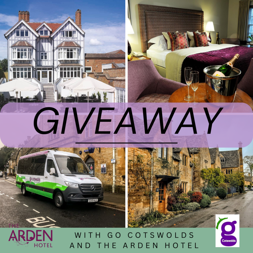 Giveaway post showing Go Cotswolds vans and The Arden Hotel in pictures.