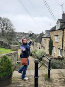 Lisa at the top of the Chipping Steps